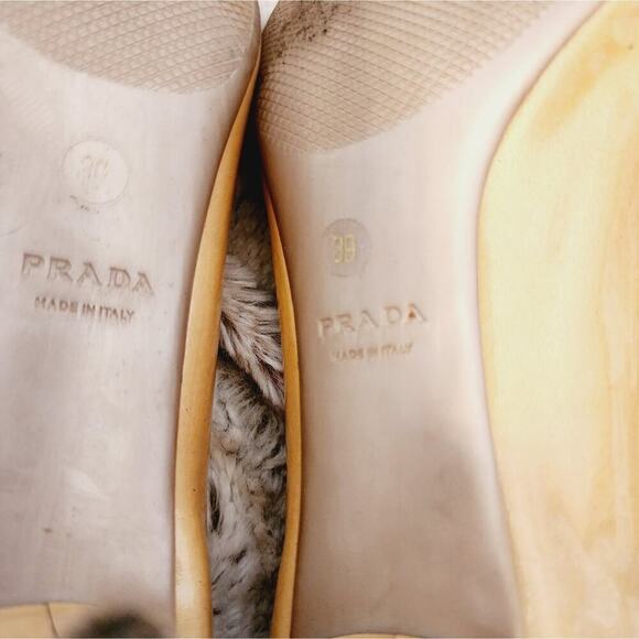 PRADA YELLOW PEEP TOE LEATHER PUMP SIZE 39 6.5 - Picture 12 of 12